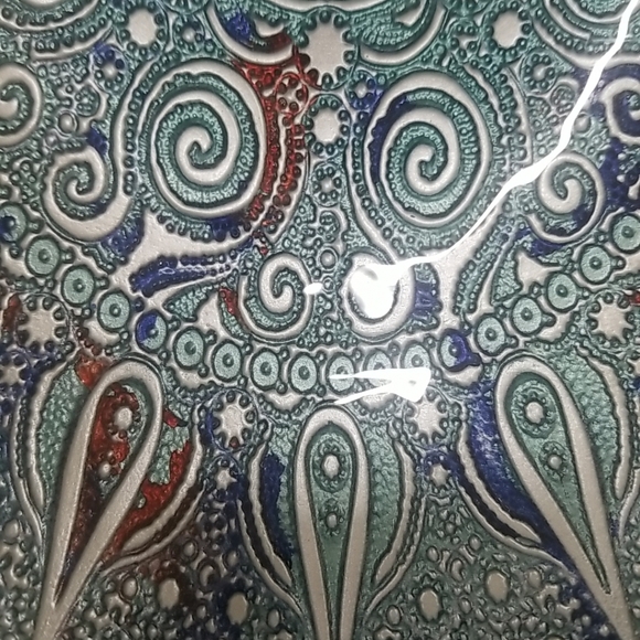 Turkish Topkapi Collection Large Art Glass Oval Bowl Reverse Enamel RARE - Picture 10 of 15